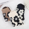 Simple Black and White Floral Design Cute Cow Cotton Socks MID-Calf Trendy Casual Socks