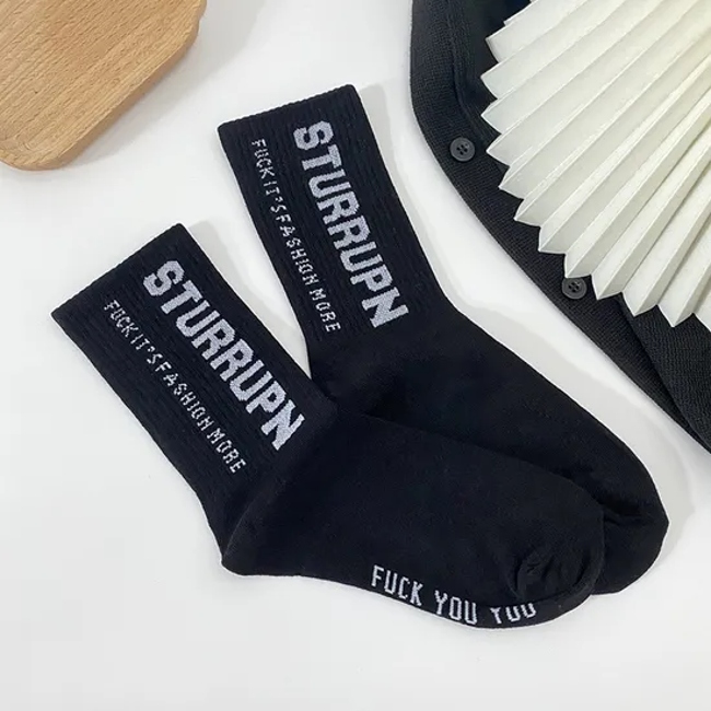 Spring and Autumn Socks for Men and Women High-Top Letter MID-Calf Socks Four Seasons Warm Cotton Socks Casual Sports Long Socks