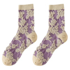 Four Seasons Japanese Retro Purple Flower Stereo Embossed Trendy Versatile Personalized Flower Pattern MID-Calf Socks