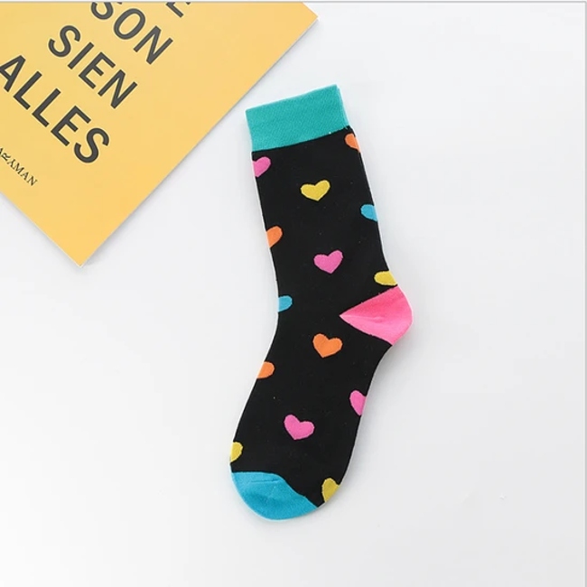 Hf Women Color Heart Shape Tube Versatile Valentine′s Day Stockings Socks