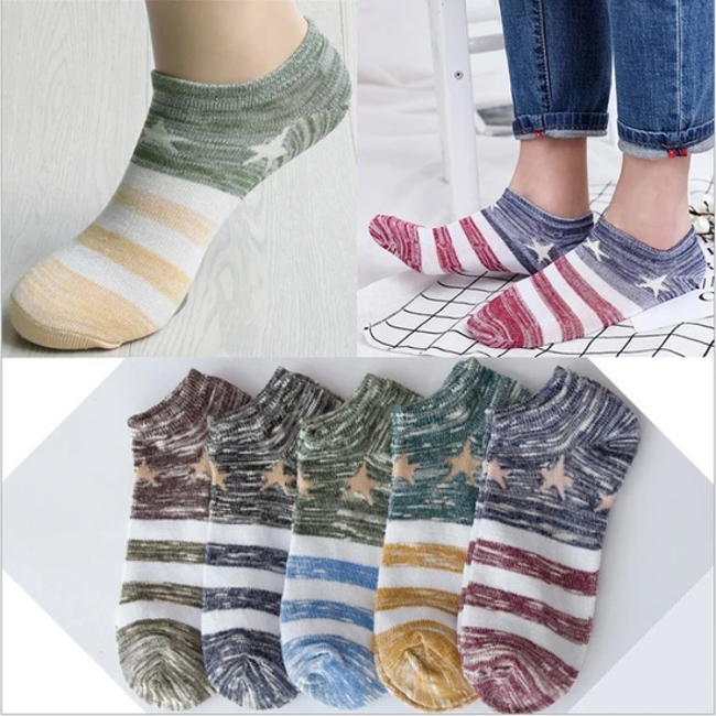Youki Summer 48 Colors Cute Funny Cartoon Printed Striped Anti Slip Woman Man Ankle Grip Socks
