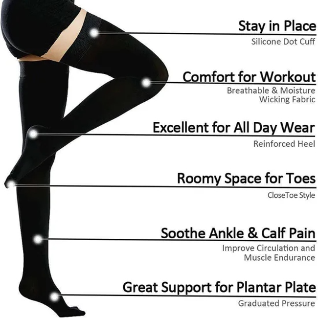 Post Op Stocking Calf Plus Size 20-30 Mmhg Anti Embolism Nurse Unisex Firm High Ankle Compression Socks Medical Grade