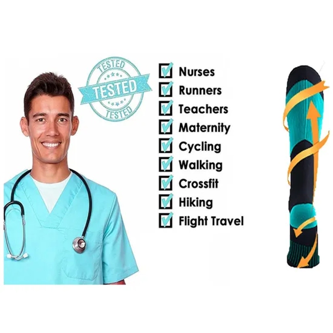 Running Compression Socks Stockings 20-30 Knee High Mmhg Men Women Sports Socks for Marathon Cycling Football Varicose Veins