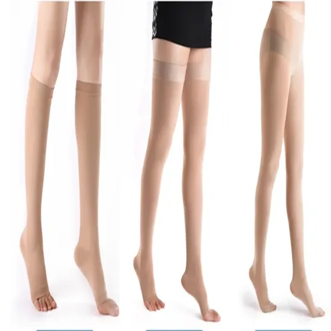 Medical Class 2 23-32 Mmhg Graduated Pressure Open Toe Knee High Varicose Vein Compression Socks