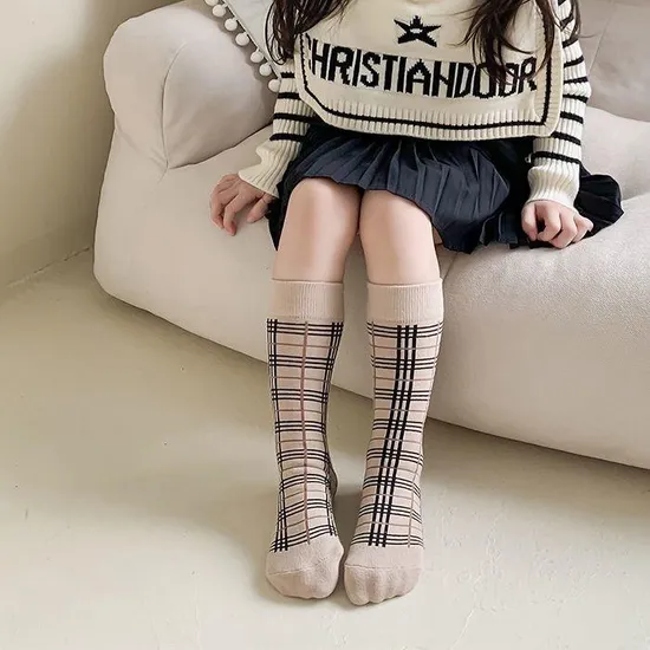 Korean Version Children′s High Tube Cute Cartoon Print Leggings Calf Socks