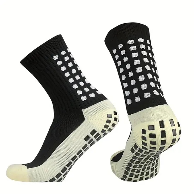 Men′s Short Crew Socks with Anti-Slip Silica Gel Sweat Shock Absorbing Athletic Socks for Sports Football Soccer Super Foot Bowl