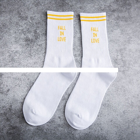 Wholesale Personality Cozy Warm Hip Hop Street Style Custom Letter Socks logo Ribbed Crew socks