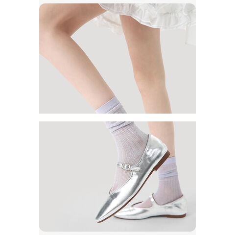 Women s Spring Summer Crew Socks Thin Breathable Mid Calf Socks with Lace Trim, Solid Color Stackable Casual Socks
