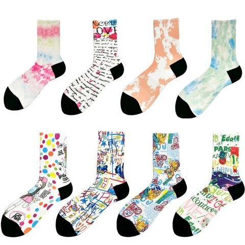 Creative D Printed Sweat Absorbent Casual Crew Socks for Men and Women for Spring Sublimation Fun