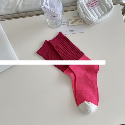Custom Rose Pink Crew Socks Red Girl Diamond Socks Comfortable Double Needle Women s Socks