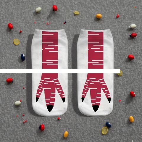 Women s Funny Chicken Cluck Legs Crazy Socks Custom Fashion Crew Length Striped Wine Embroidery Print Socks Breathable Custom