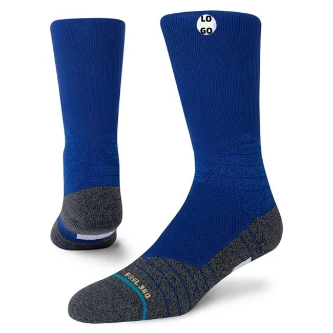 Custom Design Icon Super Durable Comfortable Grip Compression White Knitted Basketball Socks