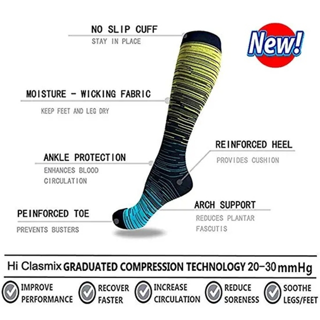 Compression Stockings Golfs Football Socks Long Tube Outdoor Sports Bright Color Medical Nursing Hiking Running Fitness Socks