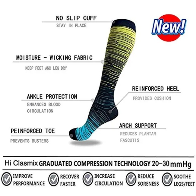 Compression Stockings Golfs Football Socks Long Tube Outdoor Sports Bright Color Medical Nursing Hiking Running Fitness Socks