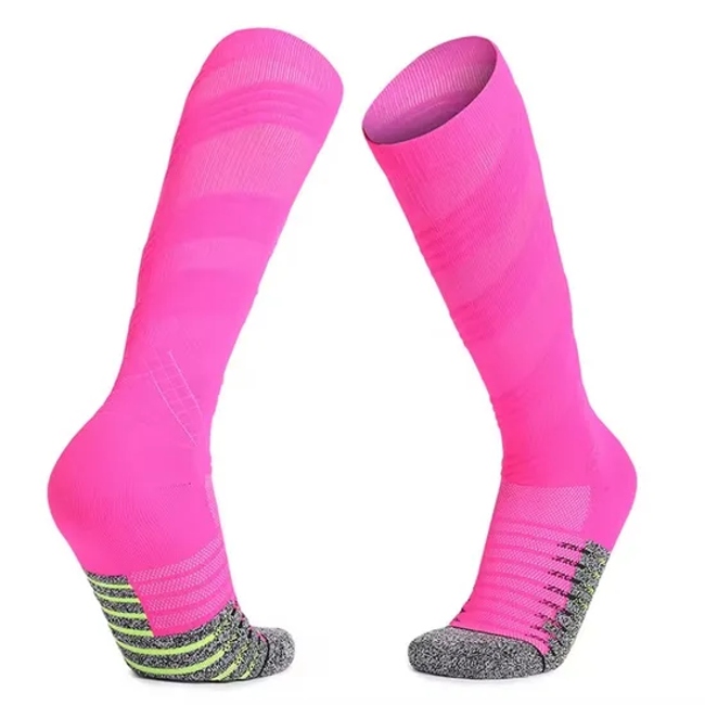 Cushion Padded Long Soccer Running Compression Socks 20-30mmhg