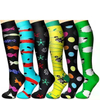 6 Pairs Pack Multi Prints Sports Compression Nylon Socks for Men and Women Circulation