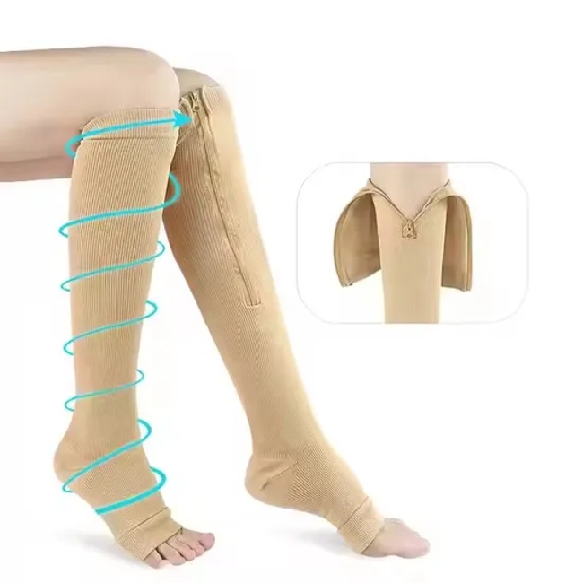 Custom Logo Women Men Over Knee High 15-20mmhg Unisex Athletic Running Cycling Healthcare Varicose Veins Compression Socks