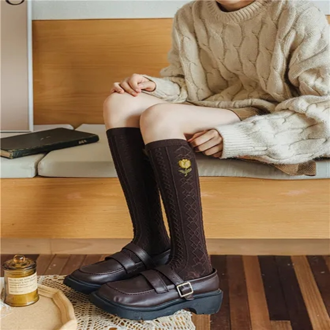 Premium Cotton Knee-High Calf Compression Socks for Comfort
