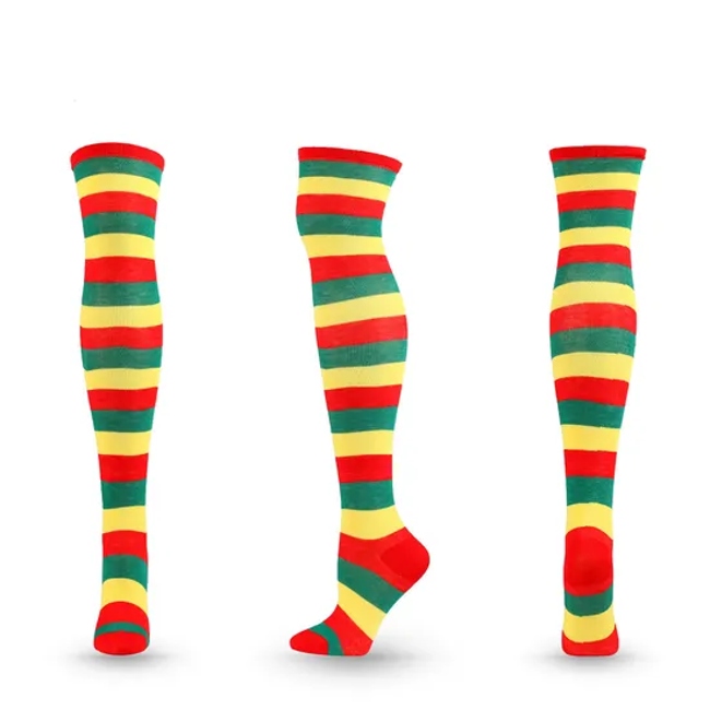 Womens Thigh High Socks Cotton Striped Over The Knee Socks Long Knee High Socks for Women