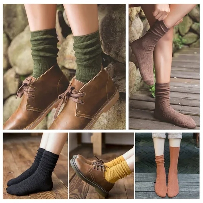 Wholesale Custom Logo Design Cotton Women Slouch School Socks