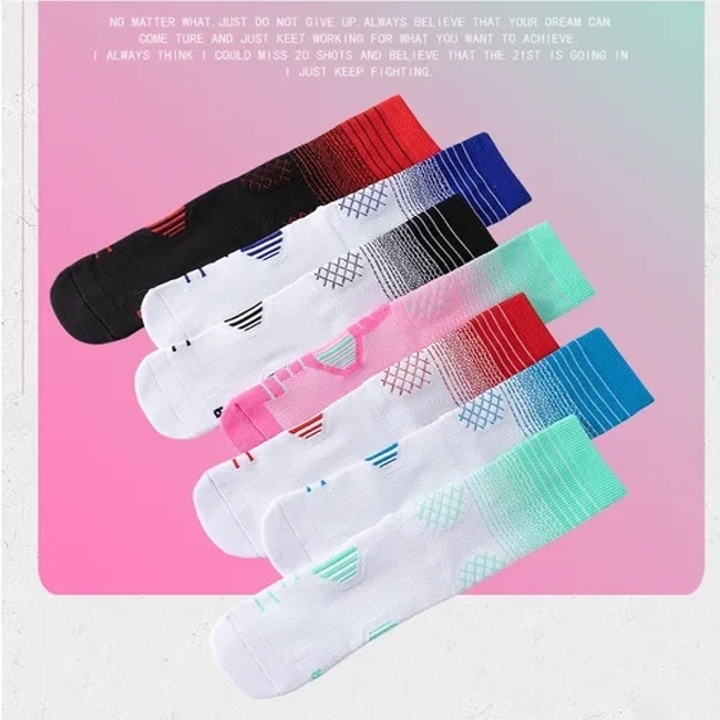Grid Pattern Elite Training Long Tube High-Top Basketball Socks