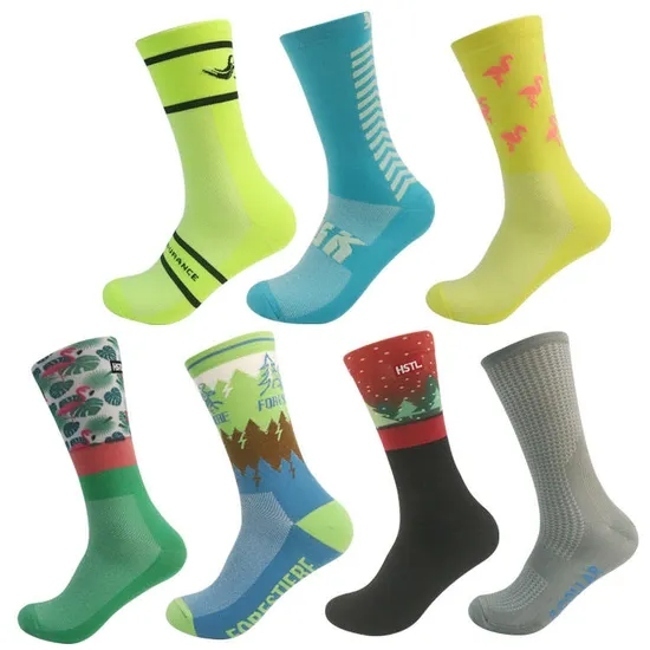 Wholesale Customized Logo Compression Nylon Coolmax Men′s Cycling Socks