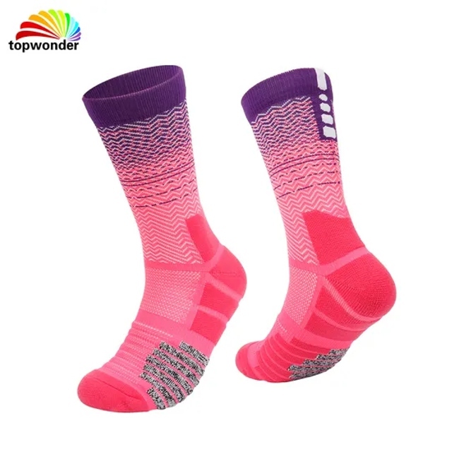 Customize and Wholesale Crew Terry Sports Football Basketball Running Cycling Sock with Cushion Bottom at Low Price and High Quality