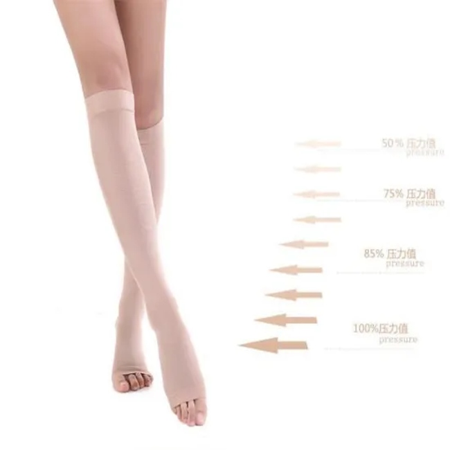 3 Levels Knee High Open Toe Men Women Varicose Vein Compression Socks