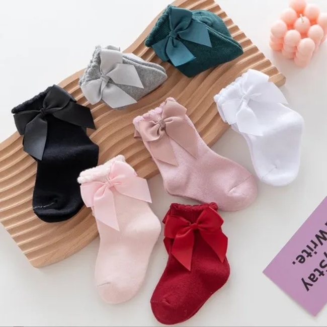 Cute Bow Newborn Infant Combed Cotton Best Kids Comfort Ankle Short Crew Soft Little Customized Children Baby Socks