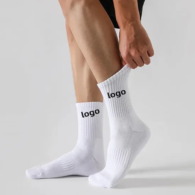 Anti Slip Cotton Solid Color Premium Knitted Custom Crew Sports Socks