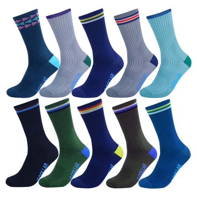 OEM Manufacturer Custom Logo Nylon Tube Cycle Sports Compression Breathable Crew Cycling Socks