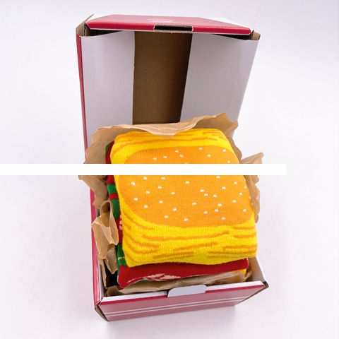 Trend crazy funny Hamburger crew cotton design socks