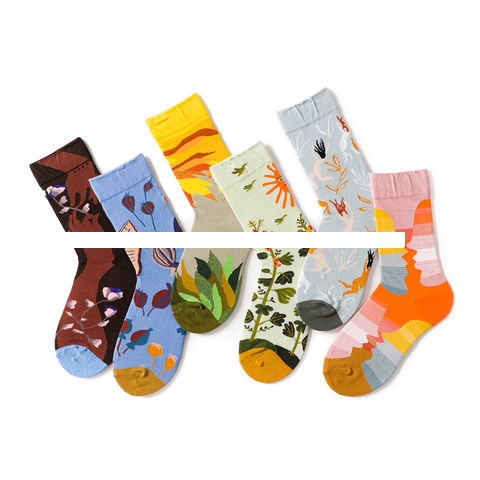 Wholesale Funny women girl fashion crew cotton design socks