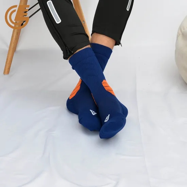 Qlm-319-13 Compression MID Length Adult Dark Blue Cotton Sports Socks