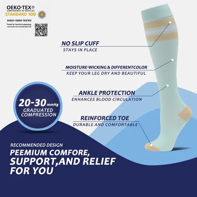 Custom Logo Designer Manufacturer 20-30mmgh Cycling Sports Compression Socks