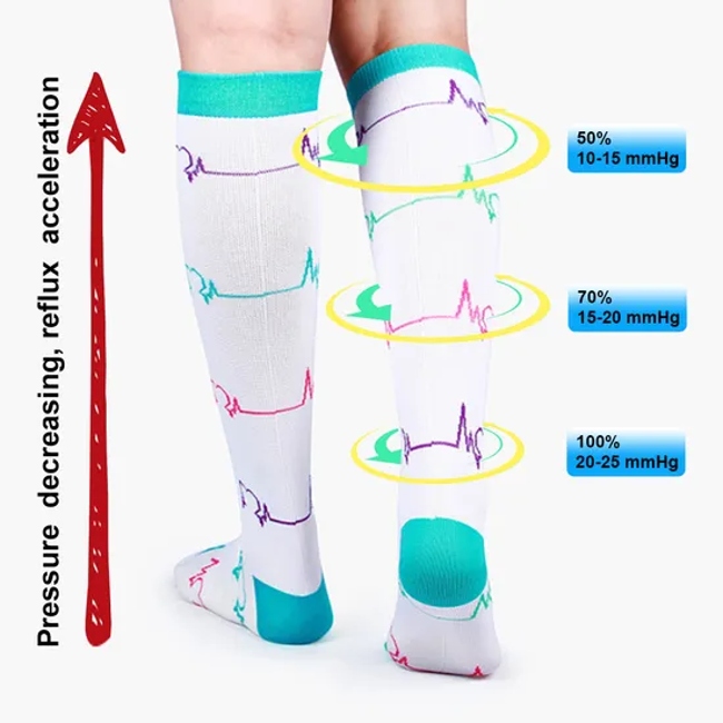 Dropship Compression Stockings 20-30 Mmhg Socks Fit for Outdoor Running Nurses Knee Stockings