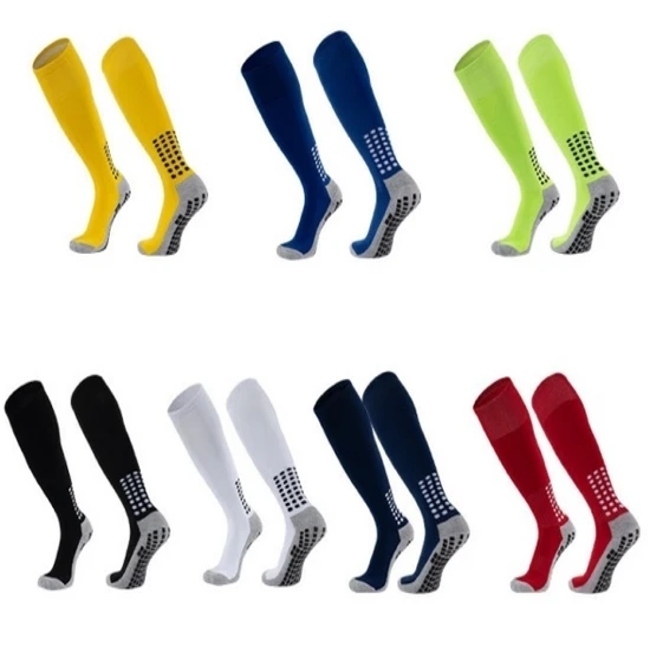 Soccer Socks Men Non-Slip Compression Towel Bottom Knee High Sports Grip Socks