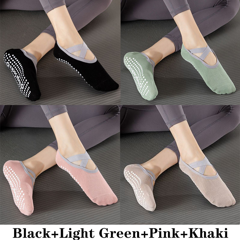 Steady Supply Yoga Socks Women Pure Cotton Non Slip Pilates Grip Socks Section Bandage Yoga Sport Ballet Dance Backless Ankle 