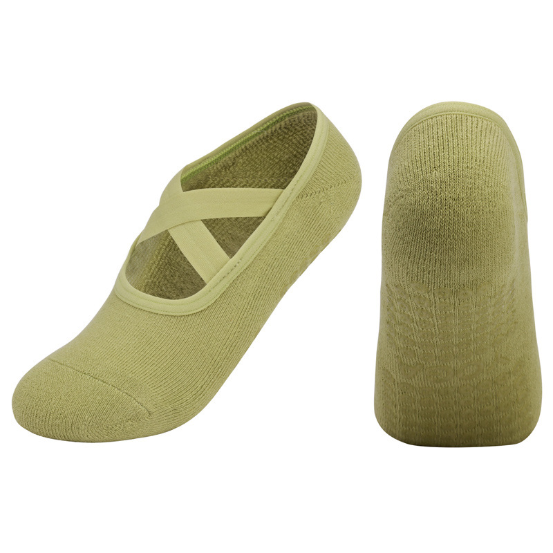 Hot Product Cotton Breathable Mid-calf Yoga Socks Solid Color Striped Anti-slip Sports Socks Pilates Socks Dance Fitness 