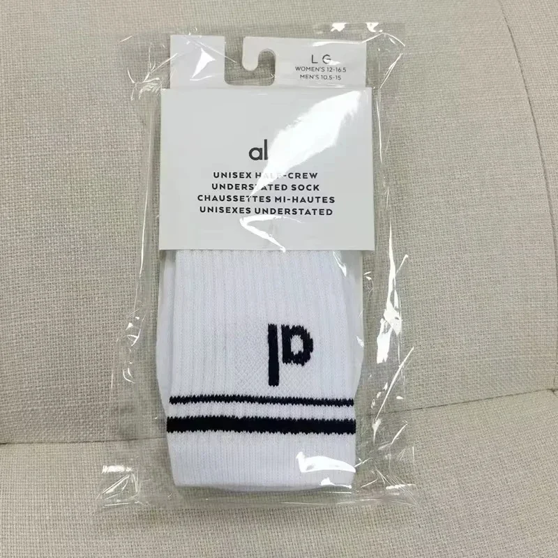 strategic partnership AL White Sock Cardboard Packaging Retro Cotton Medium Long Socks Pilates Fitness Four Seasons Socks 