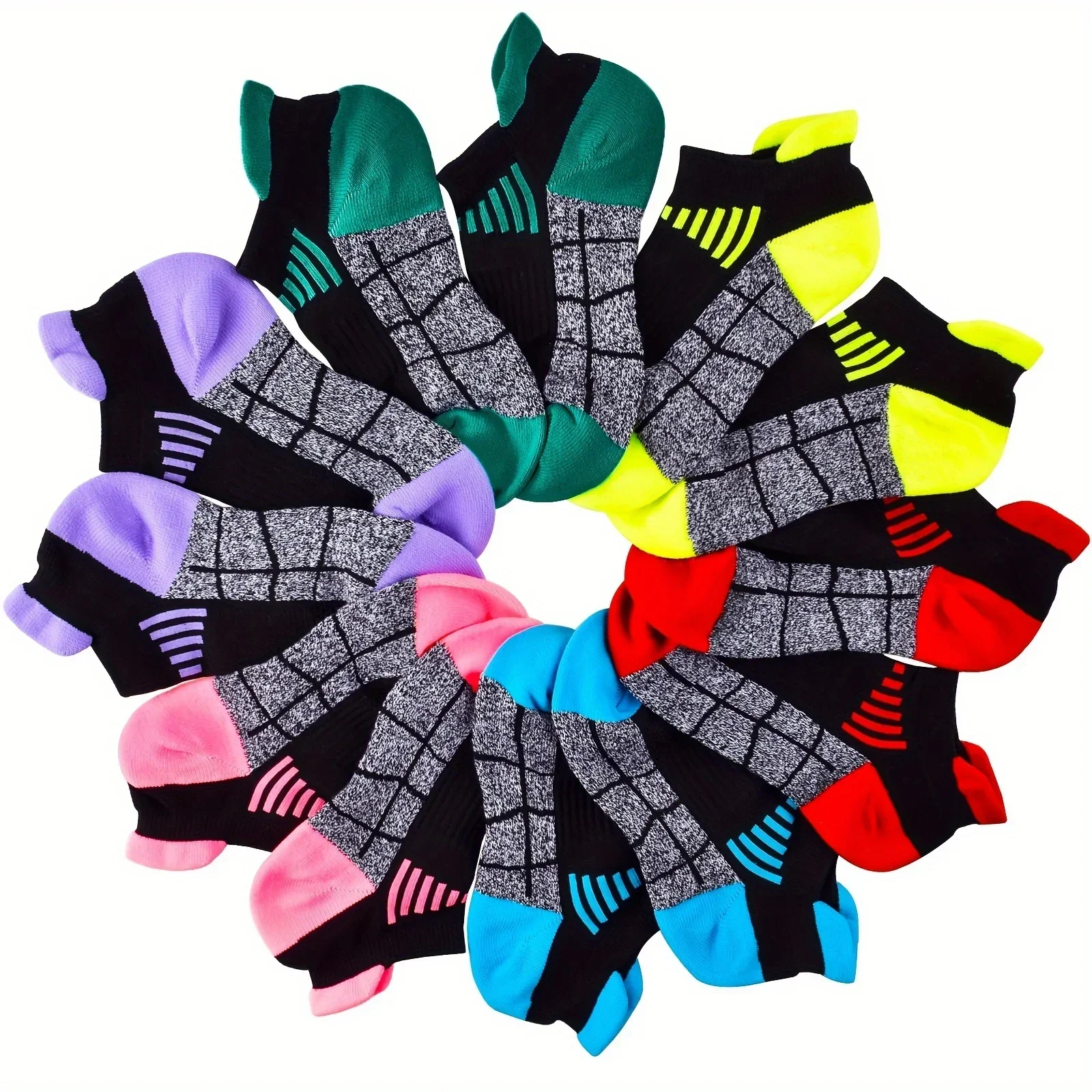 OEM Factory Women's Compression Athletic Socks, Low Cut Cushioned Breathable Ankle Socks for Running Cycling 