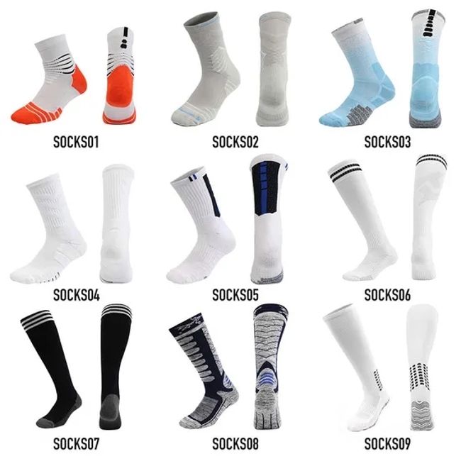 Custom Crew Soccer Sports Socks Men Cotton Spandex Anti Slip Crew Ankle Football Grip Socks Wholesale