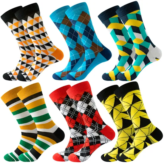 Make Your Own Custom Logo 100% Cotton Chaussette Business Men Crew Happy Funny Crazied Colorful Socks for Men