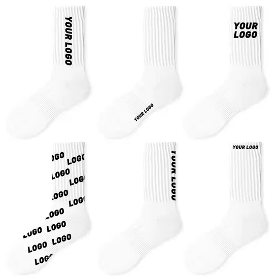 Wholesale Low MOQ Cotton Crew Unisex Men Women Children Custom Logo Sports Socks
