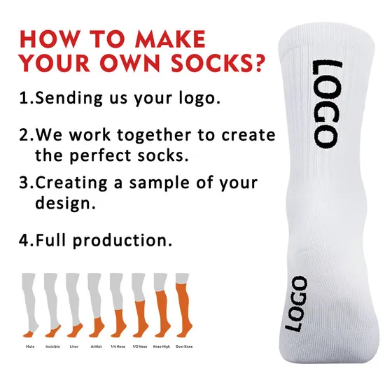 Zhuji High Quality White Socks Custom Logo Design 100% Cotton Wholesale Embroidery Crew Socks