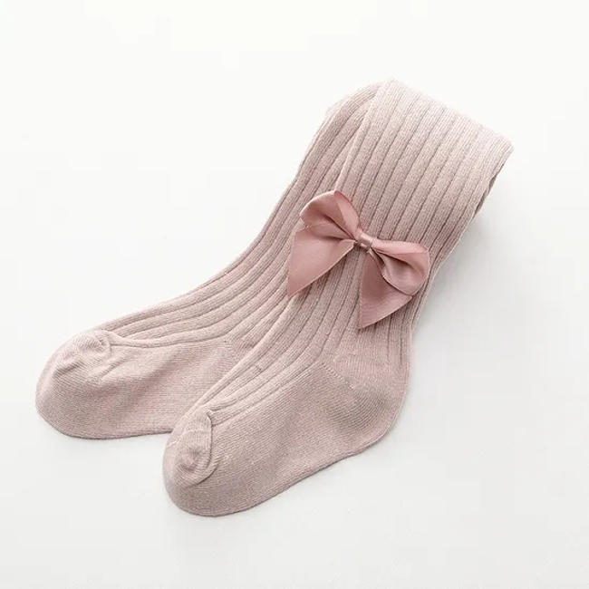 New Cotton Girls′ Socks for Spring Children′s Leggings Wide Ribbon Bow for Newborn Baby Baby Tide Soft