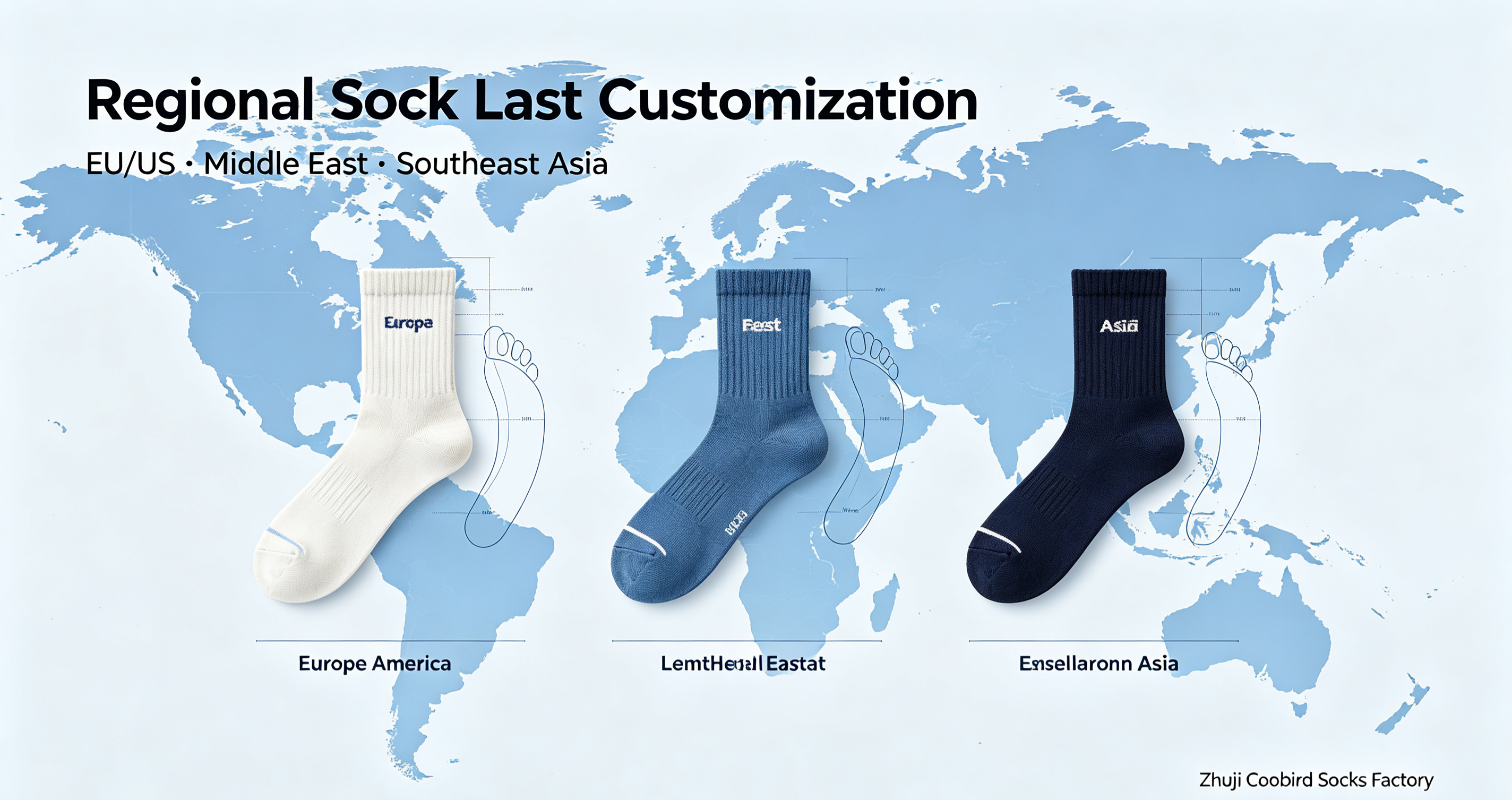 Regional Sock Last Customization: Size & Pattern Differences for Europe, America, the Middle East & Southeast Asia